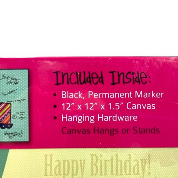 Canvas Kudos Happy Birthday Signable Canvas Wall Art Keepsake Gift 12x12x1.5" - Picture 11 of 13